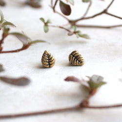 Gold Leaf Earrings - Leaf Stud Earrings - Botanical Jewelry - Leaf Shaped Post Earrings - Nature Jewellery - Tiny Gold Studs