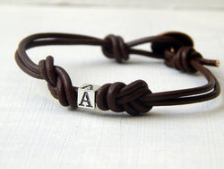 Men's Leather Bracelet - Mens Personalized Bracelet - Father's Day Gift - Unisex Initial Wrap Bracelet - Gift Ideas