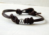 Men's Leather Bracelet - Mens Personalized Bracelet - Father's Day Gift - Unisex Initial Wrap Bracelet - Gift Ideas