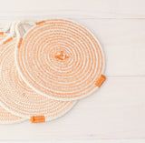 Set of 4 Orange Cotton Sash Cord Trays