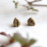 Gold Leaf Earrings - Leaf Stud Earrings - Botanical Jewelry - Leaf Shaped Post Earrings - Nature Jewellery - Tiny Gold Studs