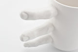 Tea Mug with Fingers, Porcelain Coffee Mug with Fingers, White Ceramic Mug, Quirky Mug