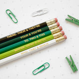 GREEN GRAMMAR PENCILS Ombre Coloured Pencil Set Gift for School English Teacher Graduation Present Colourful Retro Hex Gold Type Handmade Uk