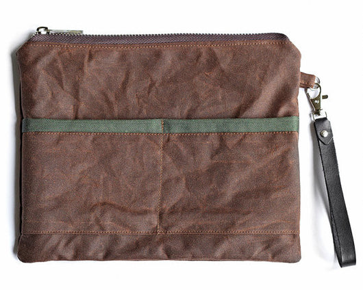Men's Waxed Canvas Leather Clutch Purse